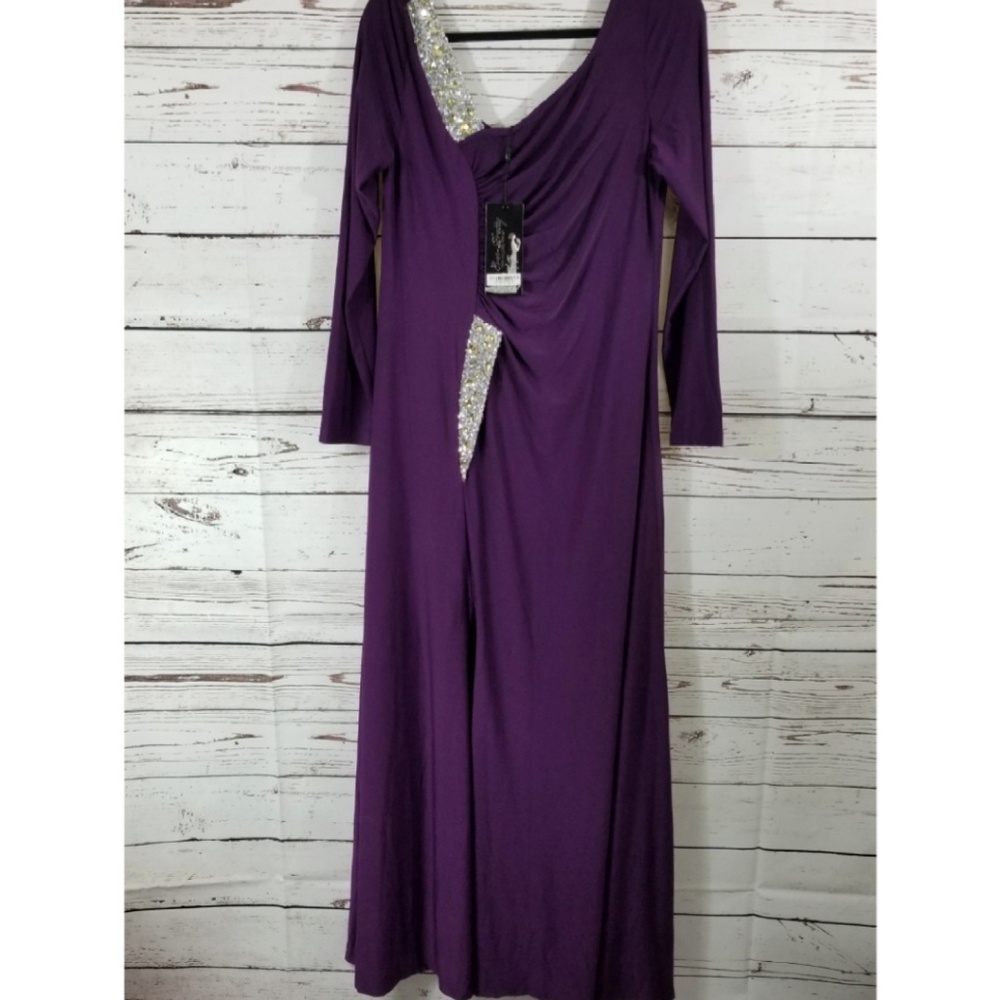 Ever Pretty Purple Long Sleeve Wedding Dress